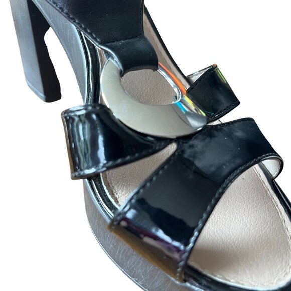 Bruna Jesi Black Leather Italian High Quality Ankle Strap Block Heel Sandals 39 - Picture 10 of 10